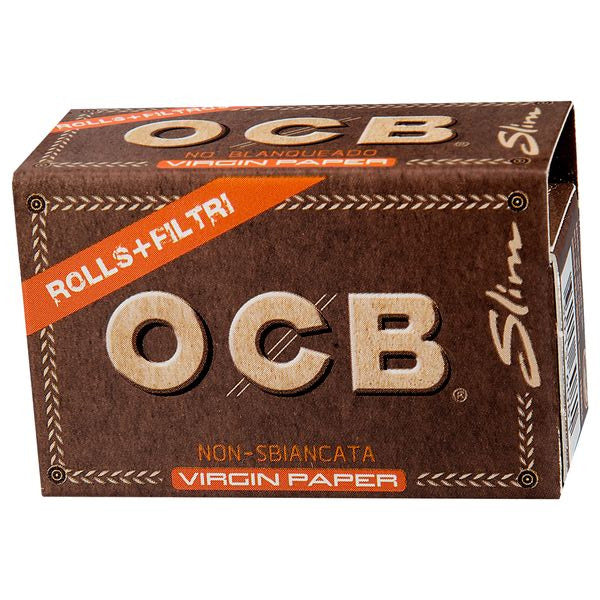 OCB Unbleached Virgin Rolls Slim + Tips