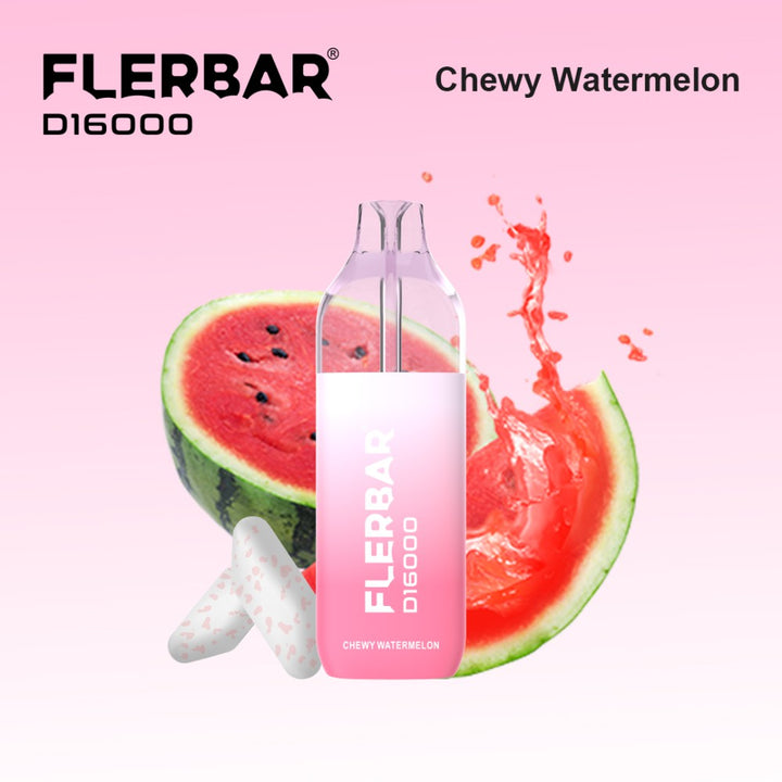 Flerbar D16000 Chewy Watermelon E-Zigarette - 16k Züge - 20 mg/ml Nikotin - Legal mit Steuerbanderole