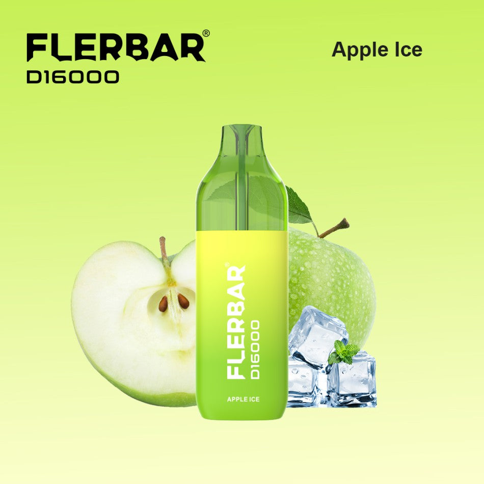 Flerbar D16000 Apple Ice E-Zigarette - 16k Züge - 20 mg/ml Nikotin - Legal mit Steuerbanderole