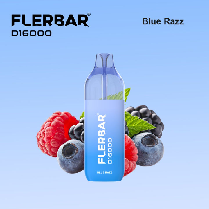 Flerbar D16000 Blue Razz E-Zigarette - 16k Züge - 20 mg/ml Nikotin - Legal mit Steuerbanderole