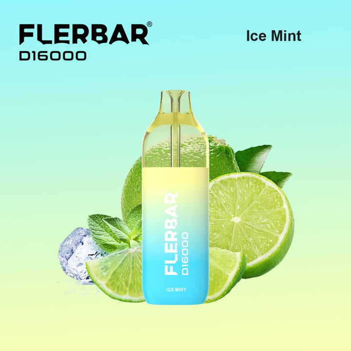 Flerbar D16000 Ice Mint E-Zigarette - 16k Züge - 20 mg/ml Nikotin - Legal mit Steuerbanderole
