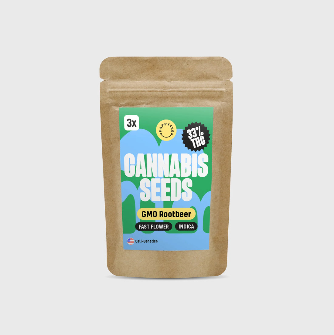 Cali Genetics GMO Rootbeer 33% THC - fast flowering - 3 Stück